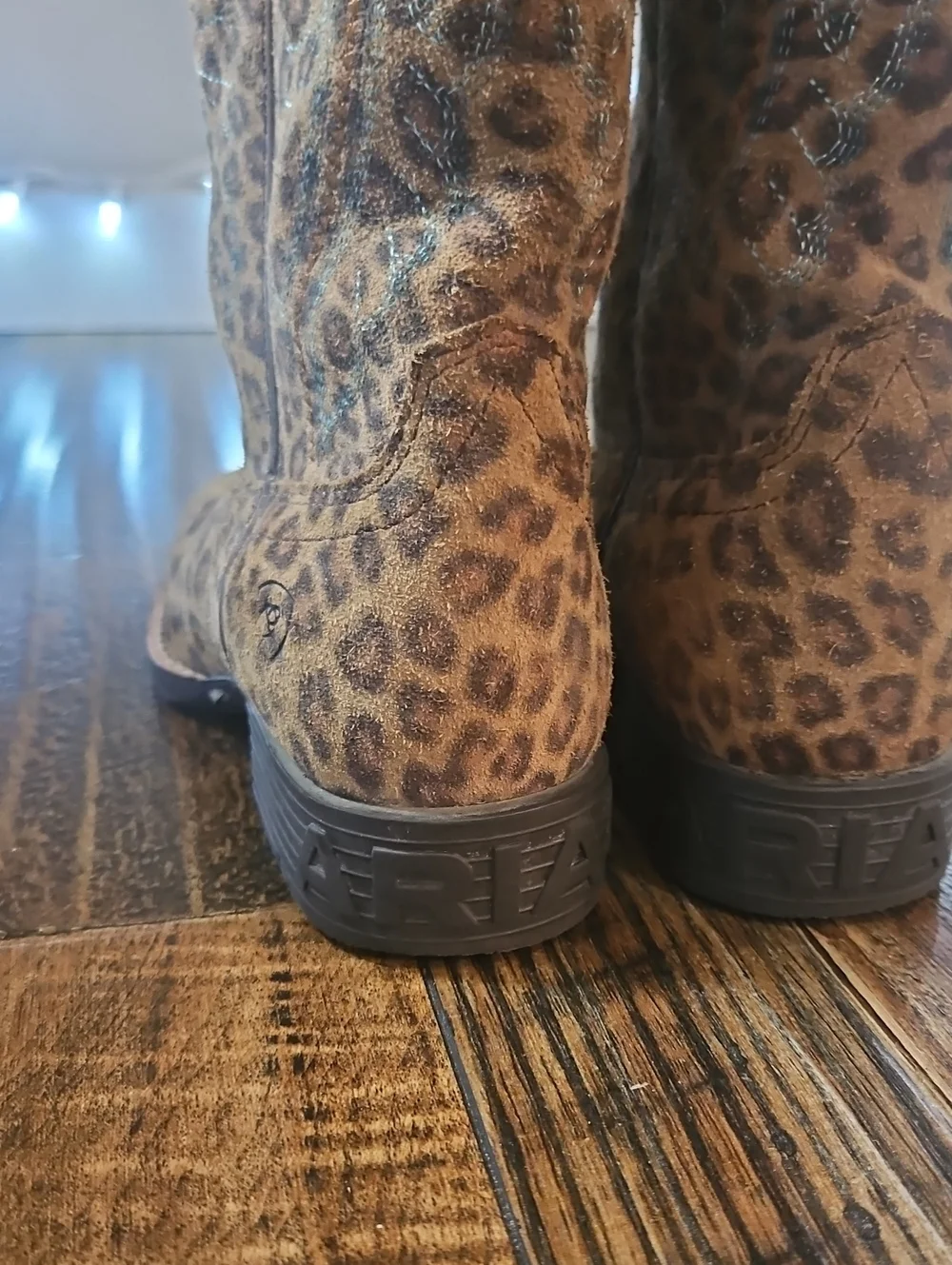 Ariat Leather Girls Square Toe Leopard Cowboy Boots- Wiggle Room Interior